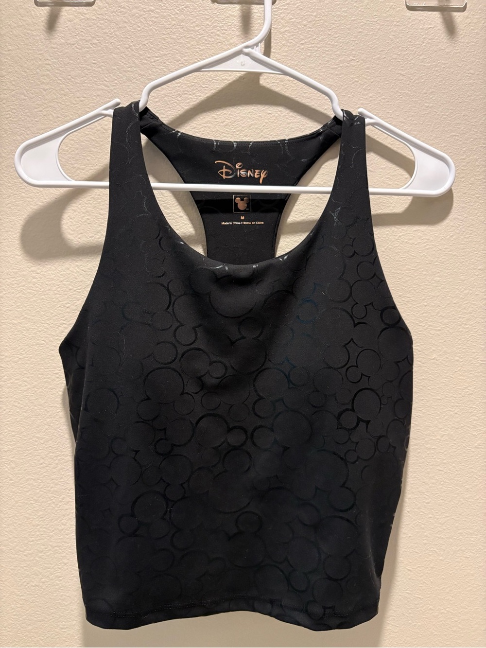Disney Black Racerback Tank with Subtle Mickey Jacquard